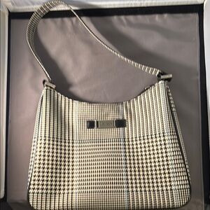 Houndstooth Shoulder Bag - Black and Cream
